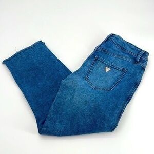 UEC Guess distressed high rise straight leg cropped jeans size 24